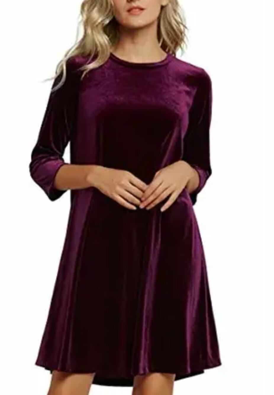 Eileen Fisher Raisin Velvet 3/4 sleeve Tunic Top size Medium